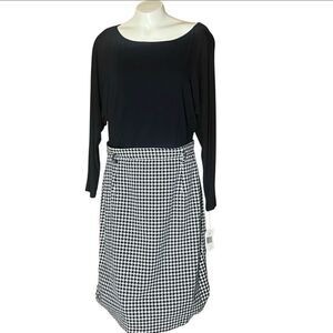 LRL Lauren Ralph Lauren Hounds Tooth Bottom Black Top Dress No Belt